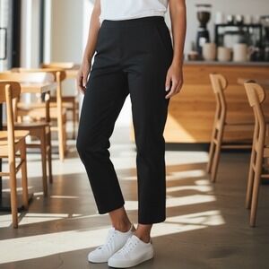 Talbots Chatham Ankle Trousers Side Zip Cropped Dress Pants Slit Hem Black Sz 4